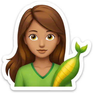 Sirena con capelli marroni e coda gialla e verde  sticker