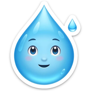 A single water droplet emoji, iPhone emoji style, glossy and smooth, cartoonish, vibrant sky blue color, high detail, simple and cute design, isolated on white background, centered composition


 sticker
