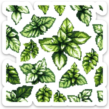 Fresh basil herb with green leaves sticker