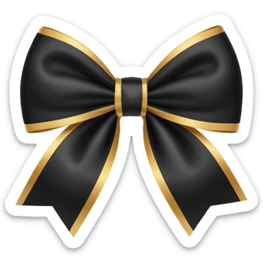 Black bow with golden outer line sticker