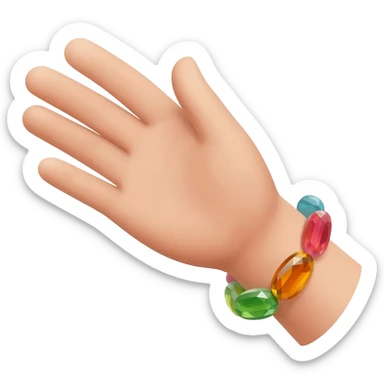 Extended Hand with jelly bean crystal bracelet sticker