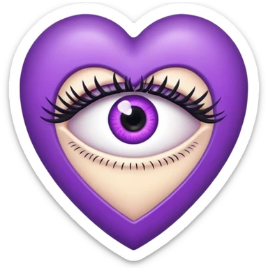 Eye with eyelashes inside purple heart  sticker