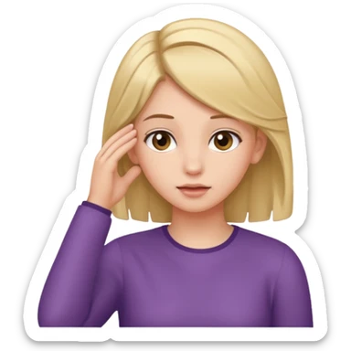 Girl tucking her hair behind her ear with one hand  sticker