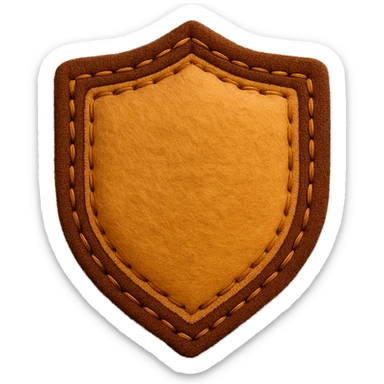 <StylePrompt>
  <Name>Felt Appliqué Plush Style</Name>
  <Description>A soft, handcrafted look inspired by plush felt fabric with visible stitching and a padded 3D texture, rendered on a solid black background.</Description>
  <VisualProperties>
    <Material>Felt</Material>
    <Texture>Soft, fuzzy, with slight fiber detail</Texture>
    <Stitching>
      <Type>Thick thread</Type>
      <Color>Orange or slightly darker tone than fabric</Color>
      <Pattern>Uniform running stitch along outer edge</Pattern>
    </Stitching>
    <Padding>High, plush-like 3D depth</Padding>
    <Edges>Rounded corners</Edges>
    <ColorPalette>
      <Primary>Warm yellow/orange tones</Primary>
      <Accent>Brown or dark orange for facial features and outline</Accent>
      <Background>Black</Background>
    </ColorPalette>
  </VisualProperties>
  <Rendering>
    <Lighting>Soft, even studio lighting</Lighting>
    <Shadows>Subtle drop shadows for depth</Shadows>
    <Perspective>Flat front-facing, symmetrical if applicable</Perspective>
  </Rendering>
  <Applicability>
    <SubjectType>Any object, animal, or letterform</SubjectType>
    <OutputFormat>Icon, emoji, patch-style graphic</OutputFormat>
  </Applicability>
</StylePrompt>

{subject} = shield sticker