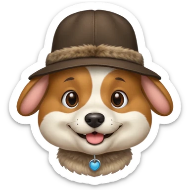 Dog wearing a hat sticker