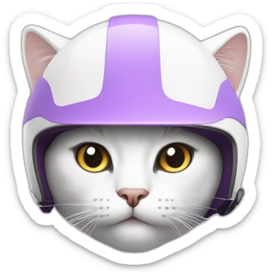 White cat in Lilac helmet sticker