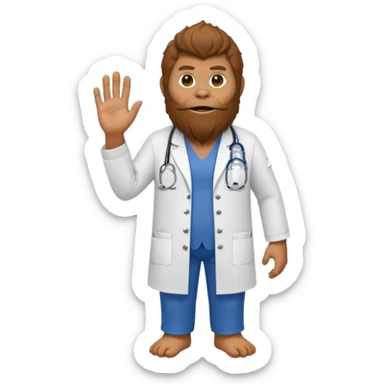 Sasquatch with a doctor uniform sticker