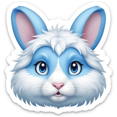 blue and white rabbit with ocean blue eyes sticker