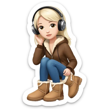Girl with Uggs and headphones sticker