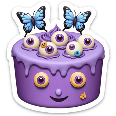 Purple Cake with eyeballs and butterflies sticker