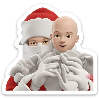 bald boy with gloves hat sticker