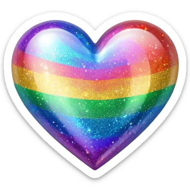 glitter heart with rainbow colors sticker