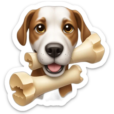 dog with a bone sticker