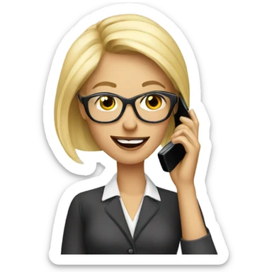 Elegant Blonde woman wearing glasses calling on cell phone sticker