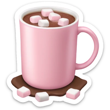 Light Pink mug of hot chocolate with marshmallows  sticker