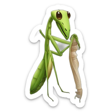  The upper body is a praying mantis and the lower body is a weasel. sticker