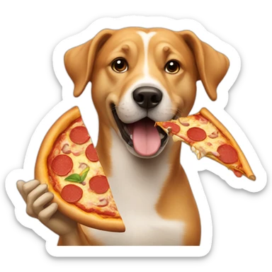Dog eating a pizza sticker