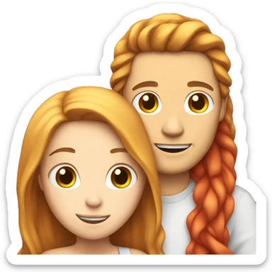 White Man with long hair hugging a white red hair woman sticker