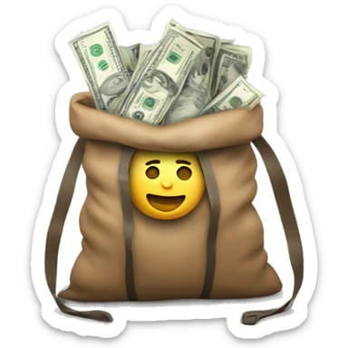 My emoji with a bag of money on my back  sticker