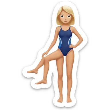 Draw a girl in a swimsuit who shows her foot sticker