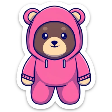 bear wearing a pink balaclava, cartoon sticker sticker