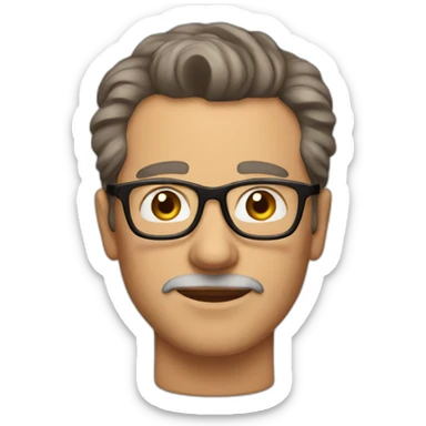 mature man with short brown hair combed back and glasses sticker