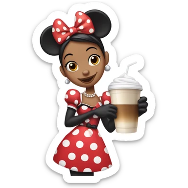 Minnie Mouse with iced coffee sticker