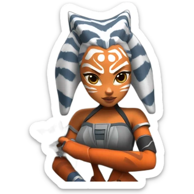 voluptuous ahsoka tano holding her sticker