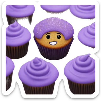ube cupcake with ube cupcake crumbs on it sticker