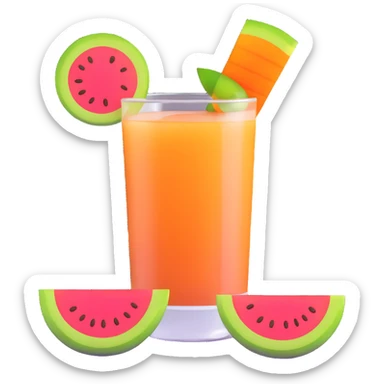 melón carajillo drink with coffee, brandy, and melon slice garnish sticker