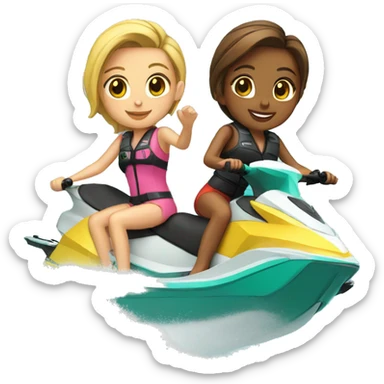 Two girls on a jetski sticker