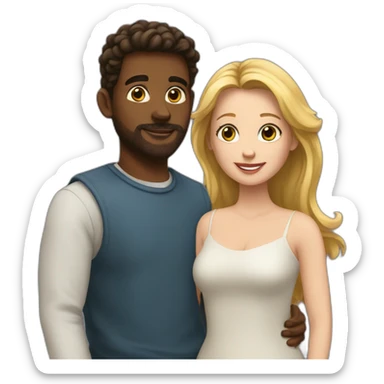 White couple brun of love sticker