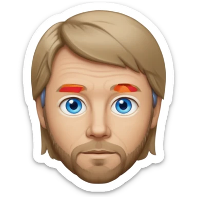 Bjorn Ulvaeus with blue eyes, dark blonde hair sticker