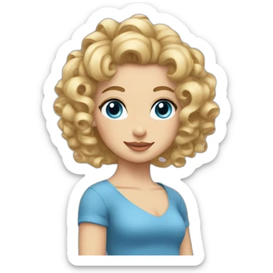 blonde curly hair chignon ringlets blue eyes sticker