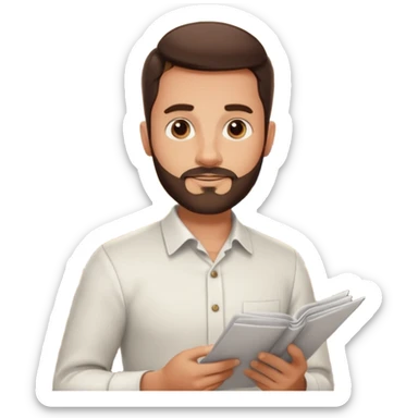 Brunette Guy with very short beard at a restuarant sticker