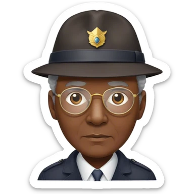 Elderly Black Detective with a Kangol hat sticker