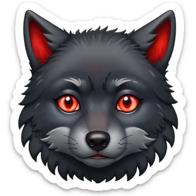 sad crying black wolf with red eyes sticker