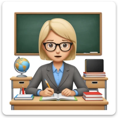 exhausted teacher in a bustling classroom sticker