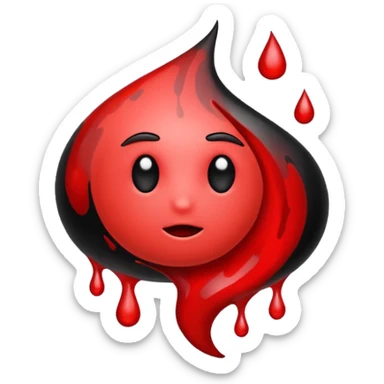 blood emoji that is a mix of red & black sticker