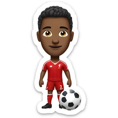 Soccer player wearing Liverpool jersey sticker