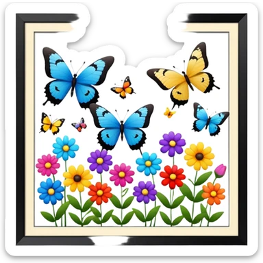 flowers butterflies frame certificates for kids sticker