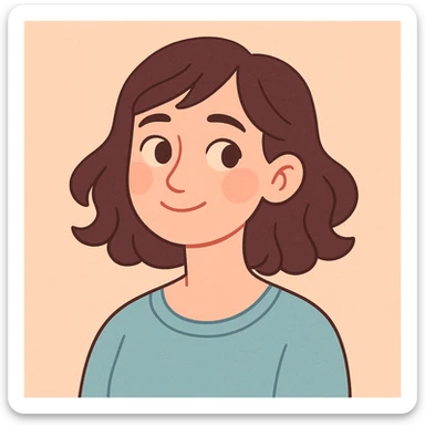 tasteful portrait of a brunette woman, soft pastel colors, gentle expression, pastel toon style sticker