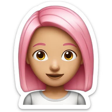 Cute white Brazilian girl with straight pink hair sticker