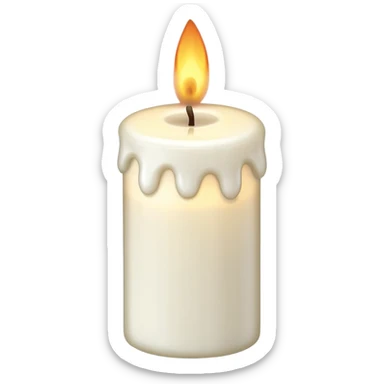 white candle with a flickering flame sticker