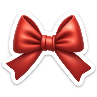 "A vibrant red bow with a silver hollow heart at the base of the bow's knot. The bow should have an intense red color, and the silver heart should be positioned at the center of the knot." sticker