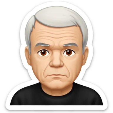 Milan Kundera with his serious, philosophical and literary personality sticker