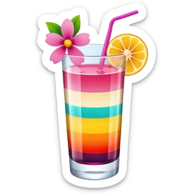 colorful aesthetic drink with flower decor sticker