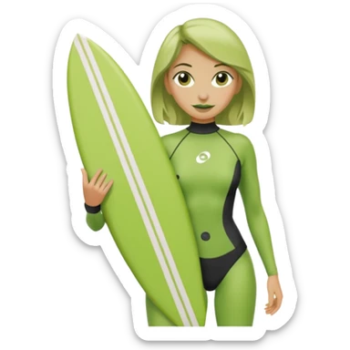 green woman with surfboard sticker