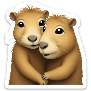 Two capybaras make a hug  sticker