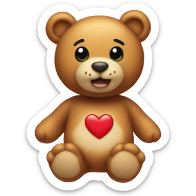 Link, happy teddy bear with a heart and hearts floating around him  sticker